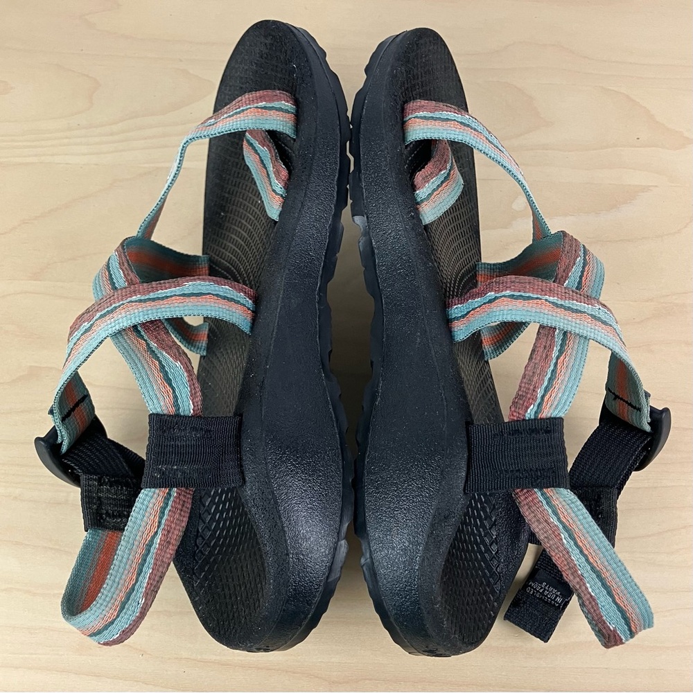 Chaco Women's Strappy Sandals in Black with Teal and Coral Straps - Picture 6 of 11